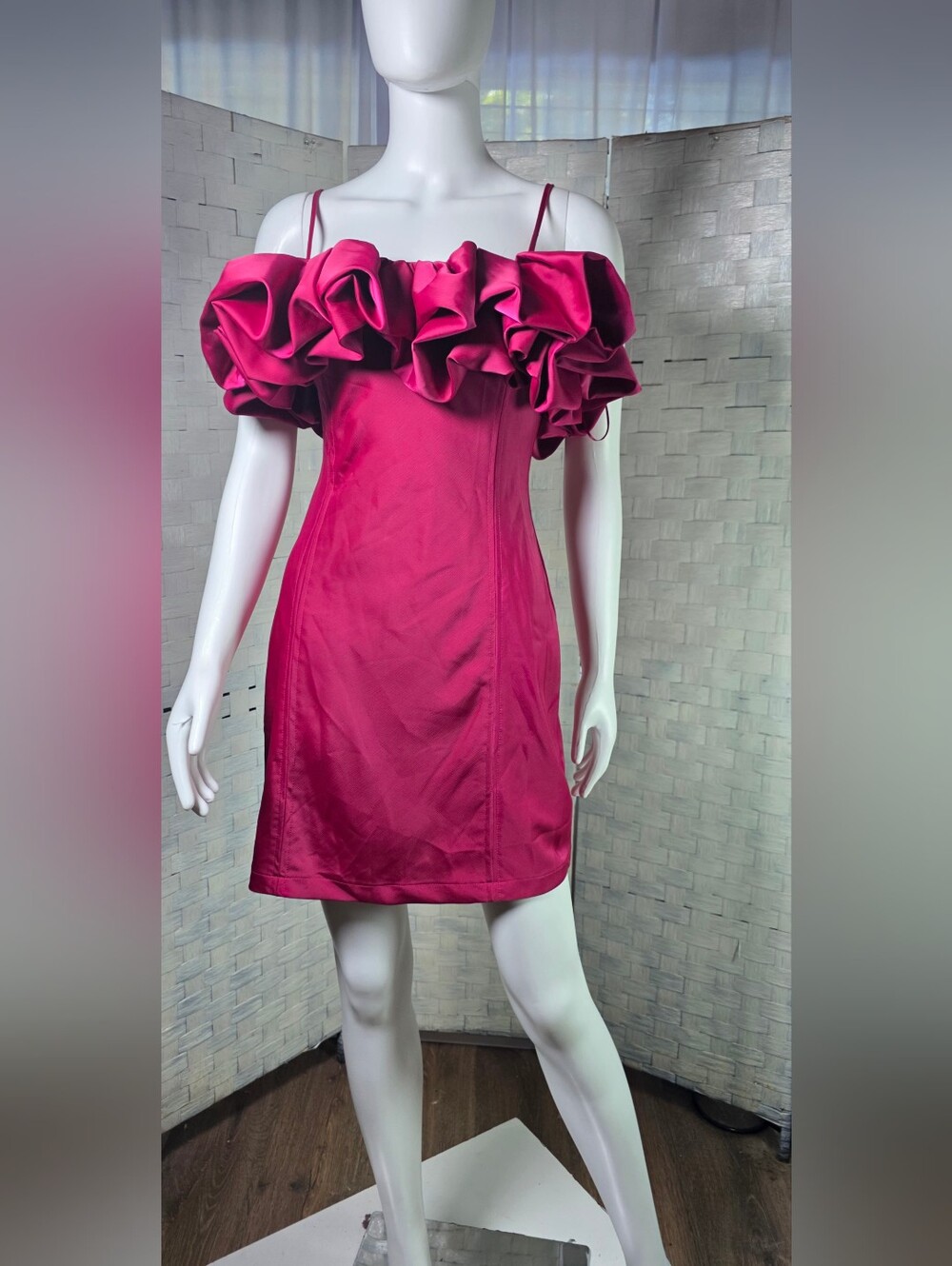 GLAM Off-Shoulder Ruffle Mini Dress - Picture 3 of 7
